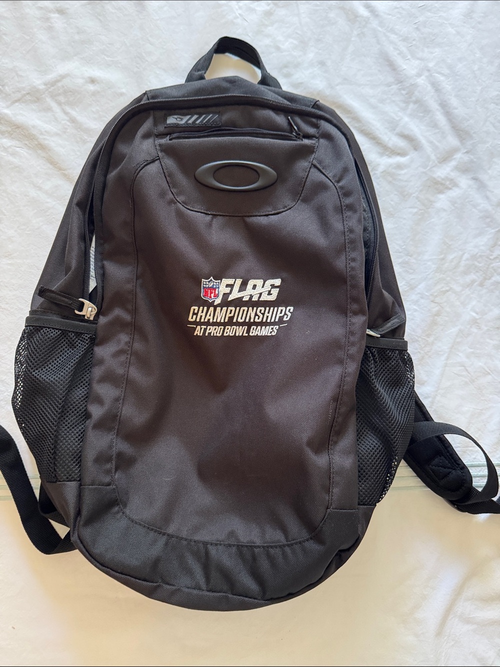 Oakley Black NFL Flag Championships Backpack with Mesh Pockets